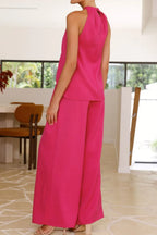 Halter Neck Top Wide Leg Pants Set (20)