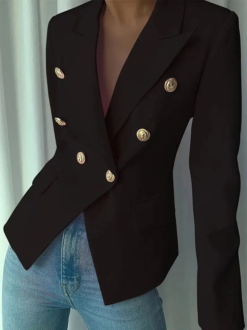 Decor Button Lapel Collar Blazer (26)