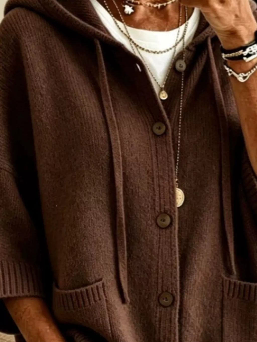 Hooded Button-down Knit Cardigan (11)