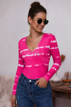 Tie-dye Plunge Long Sleeve Top (3)