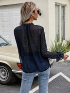 Lace Detail V-neck Swiss Dot Blouse (6)