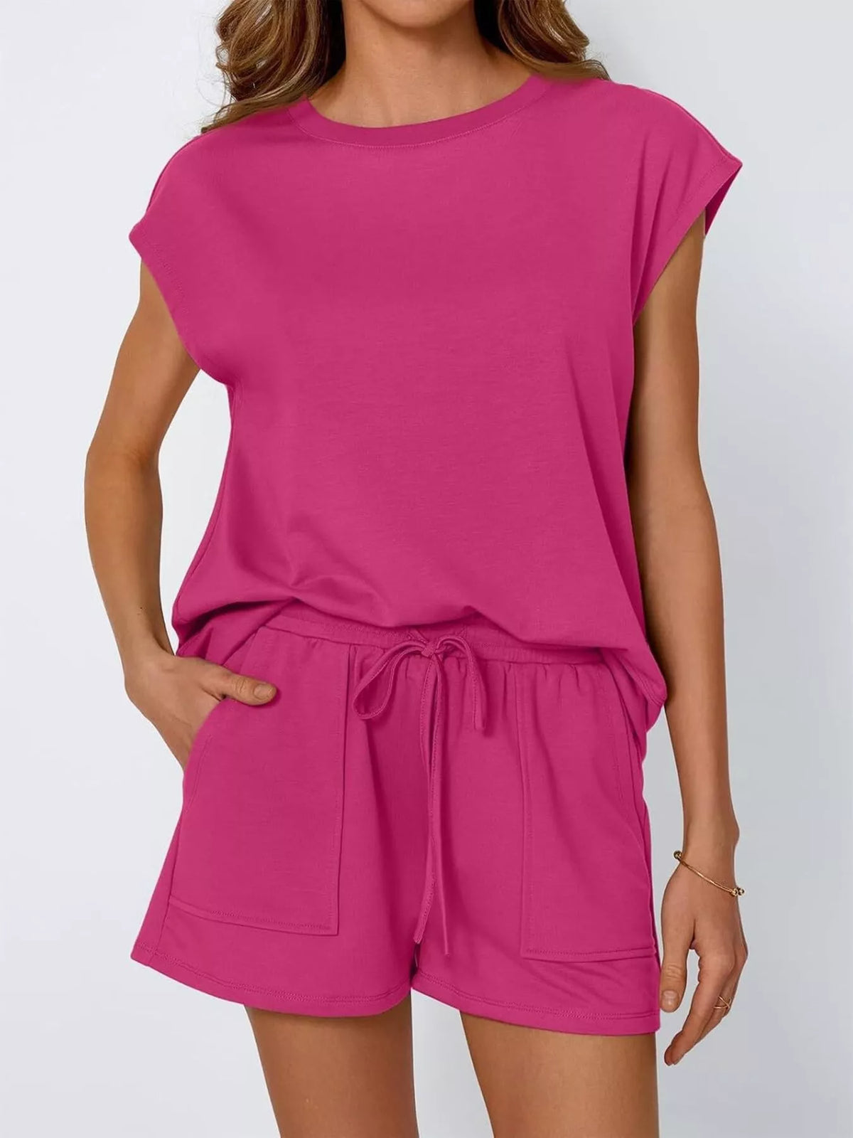 Casual Solid Color T-shirt Shorts Set (9)