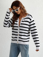 Striped Button Front Cardigan (2)