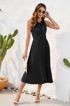 Swiss Dot Tie Neck Sleeveless Dress (9)