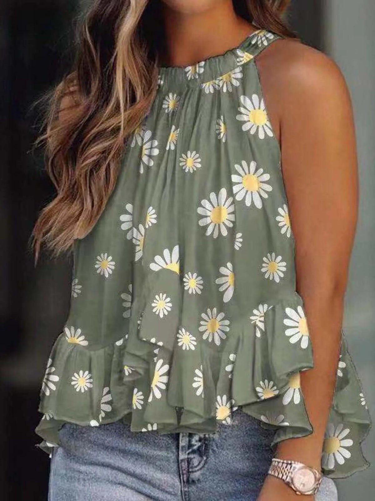 Ruffled Printed Halter Neck Cami Top (17)
