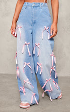 Bow High Waist Wide Leg Jeans variant CJNZ233069001AZ|CJNZ233069002BY|CJNZ233069003CX|CJNZ233069004DW