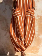 Striped V-neck Sleeveless Wide-leg Jumpsuit (3)