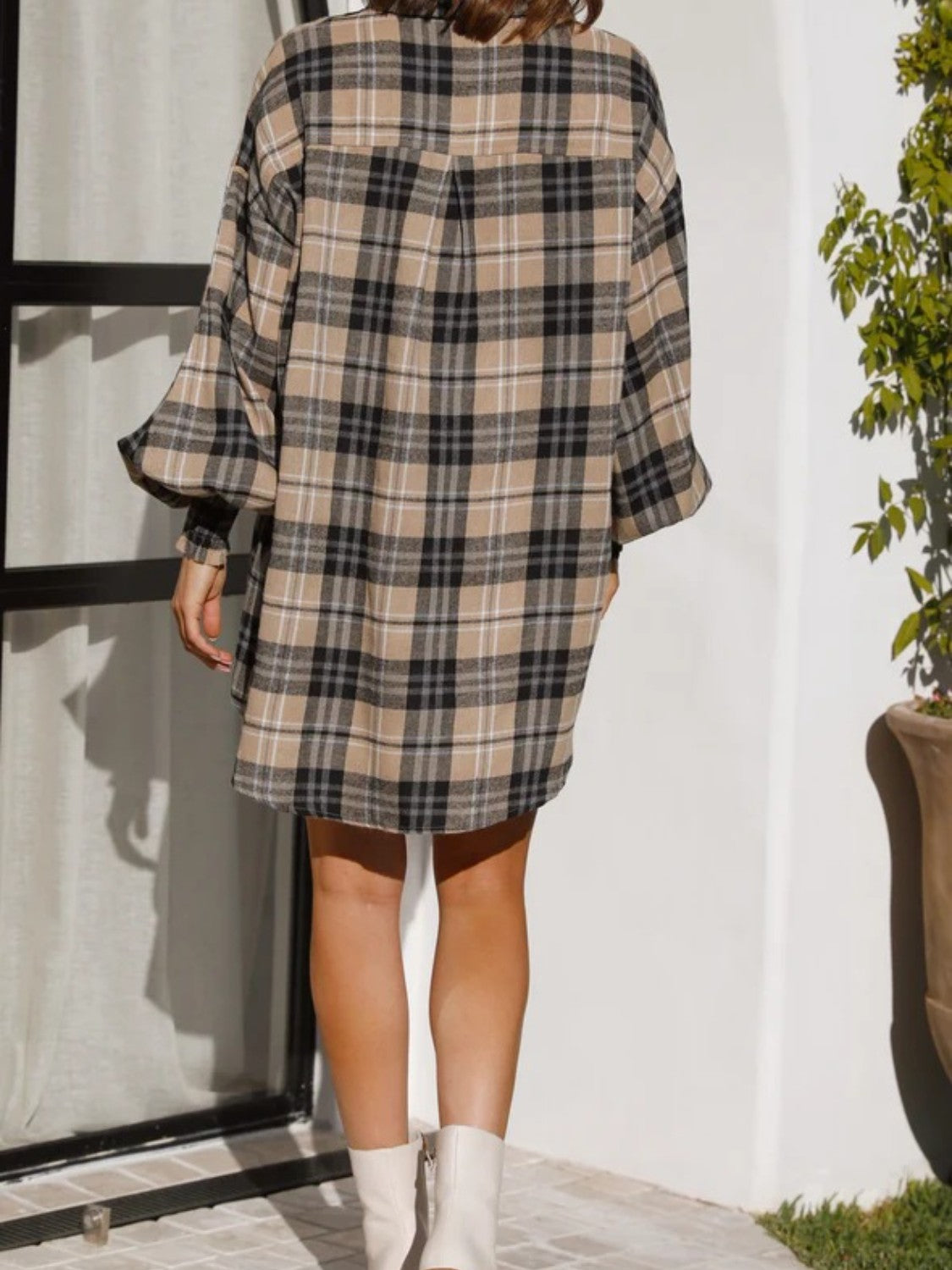 Plaid Lantern Sleeve Shirt (9)