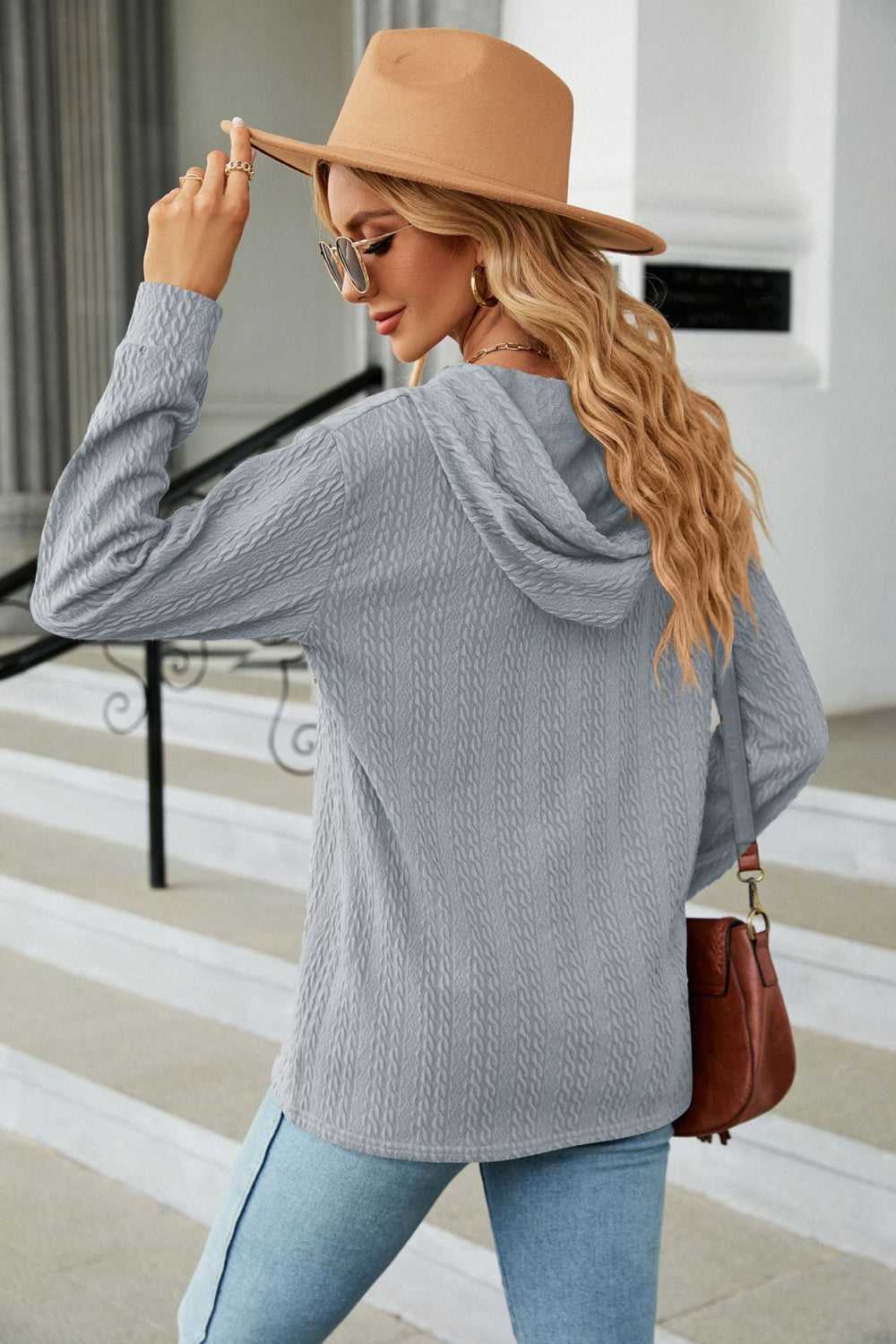 Cable-knit Long Sleeve Hoodie (8)