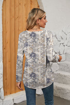 Printed Square Neck Long Sleeve Blouse (15)