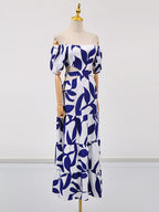 Off-shoulder Cutout Leaf Print Maxi Dress (8)
