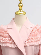 Frill Lapel Collar Top Pleated Skirt Set (9)
