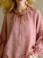 Frill Balloon Sleeve Blouse (5)