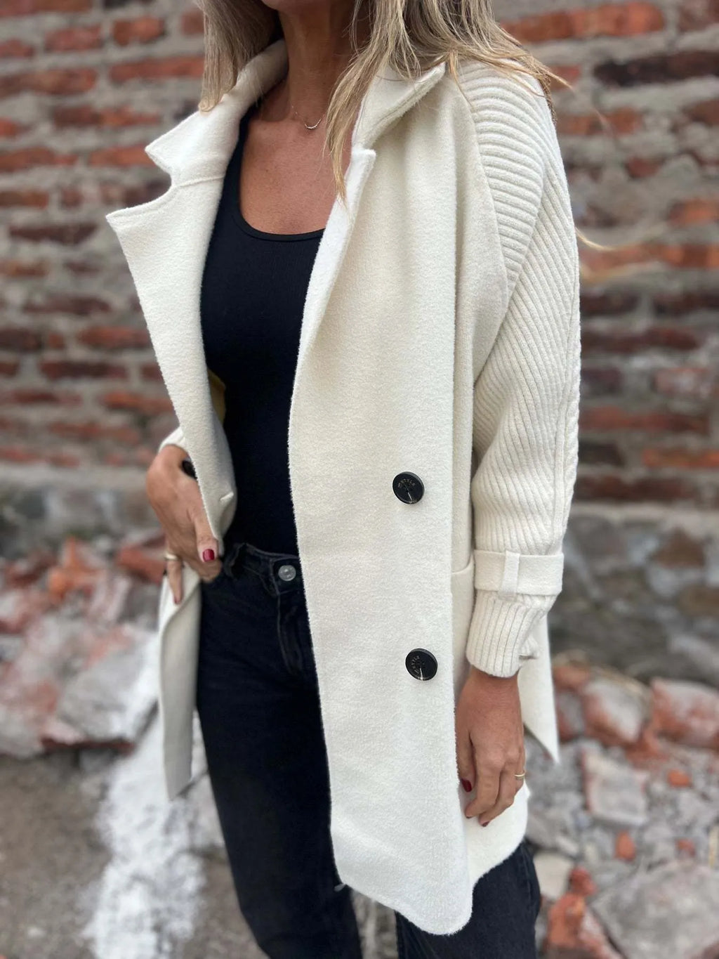 Full Size Texture Knit Longline Coat Plus (15)