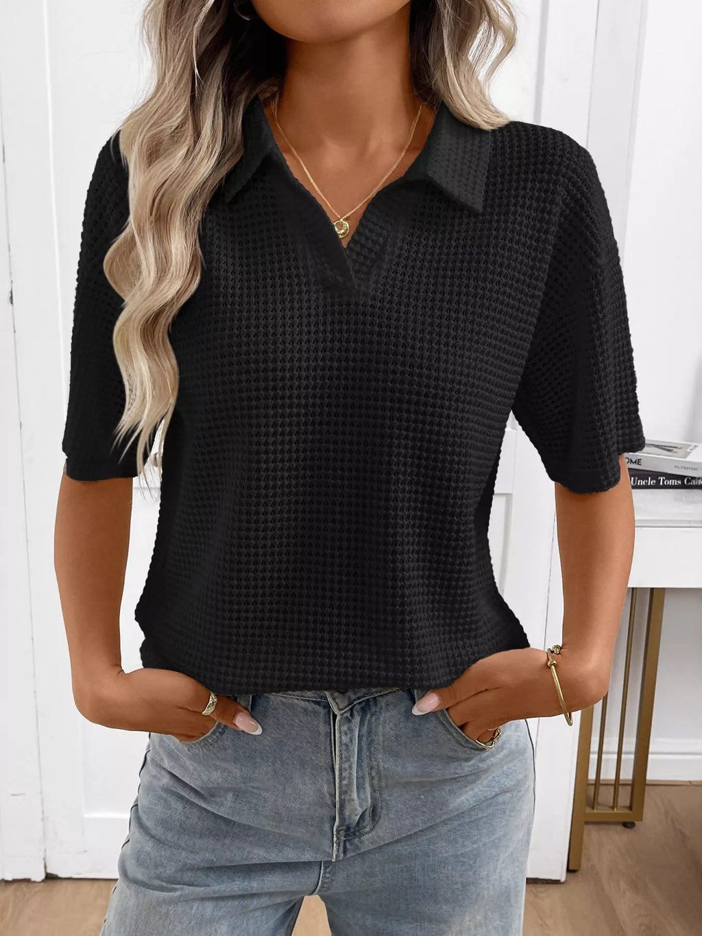 Striped Knit Short Sleeve Top (13)