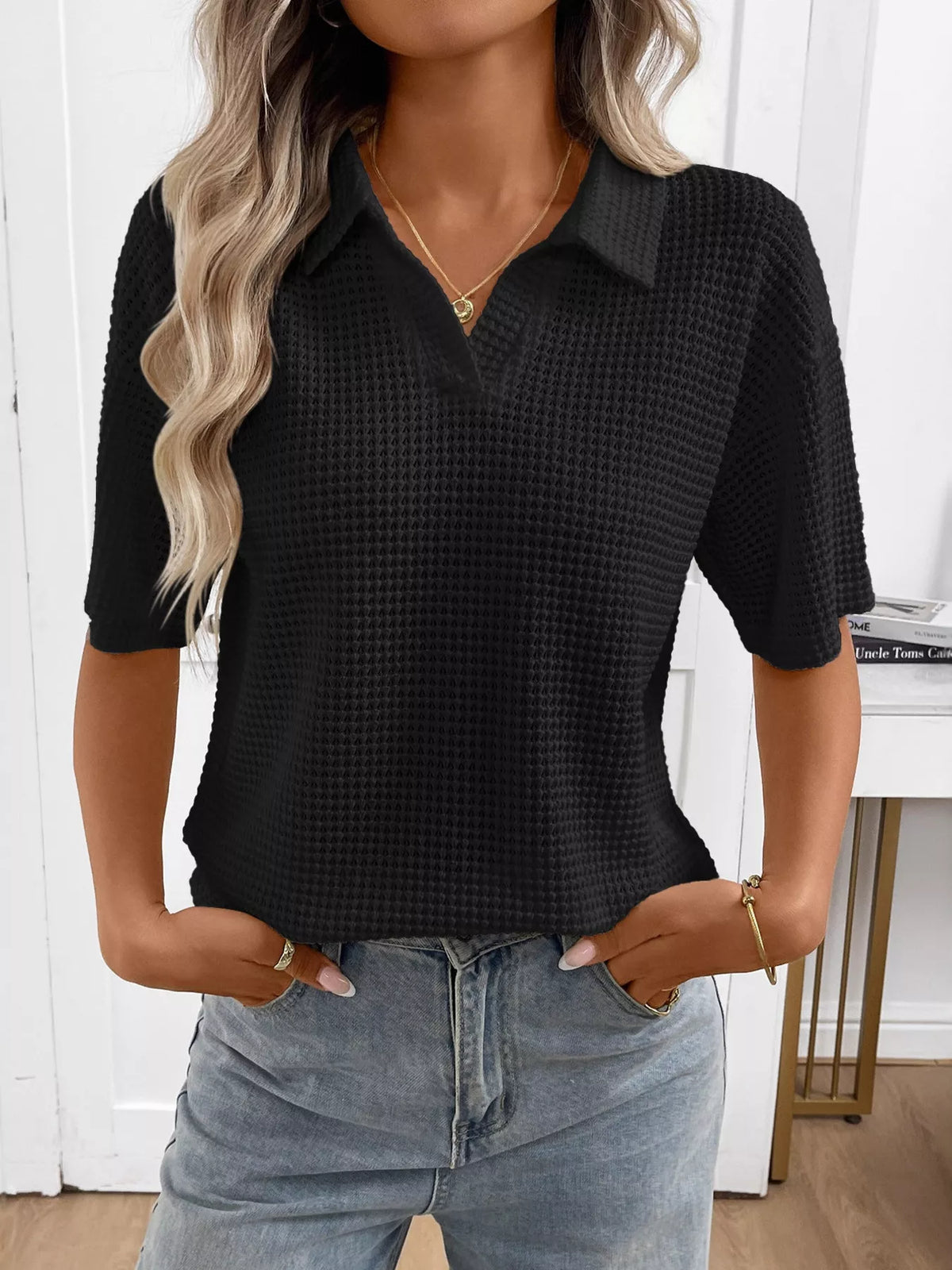Striped Knit Short Sleeve Top (13)
