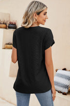 Eyelet V-neck Petal Sleeve T-shirt (12)