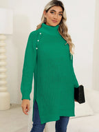 Slit Turtleneck Long Sleeve Sweater (12)