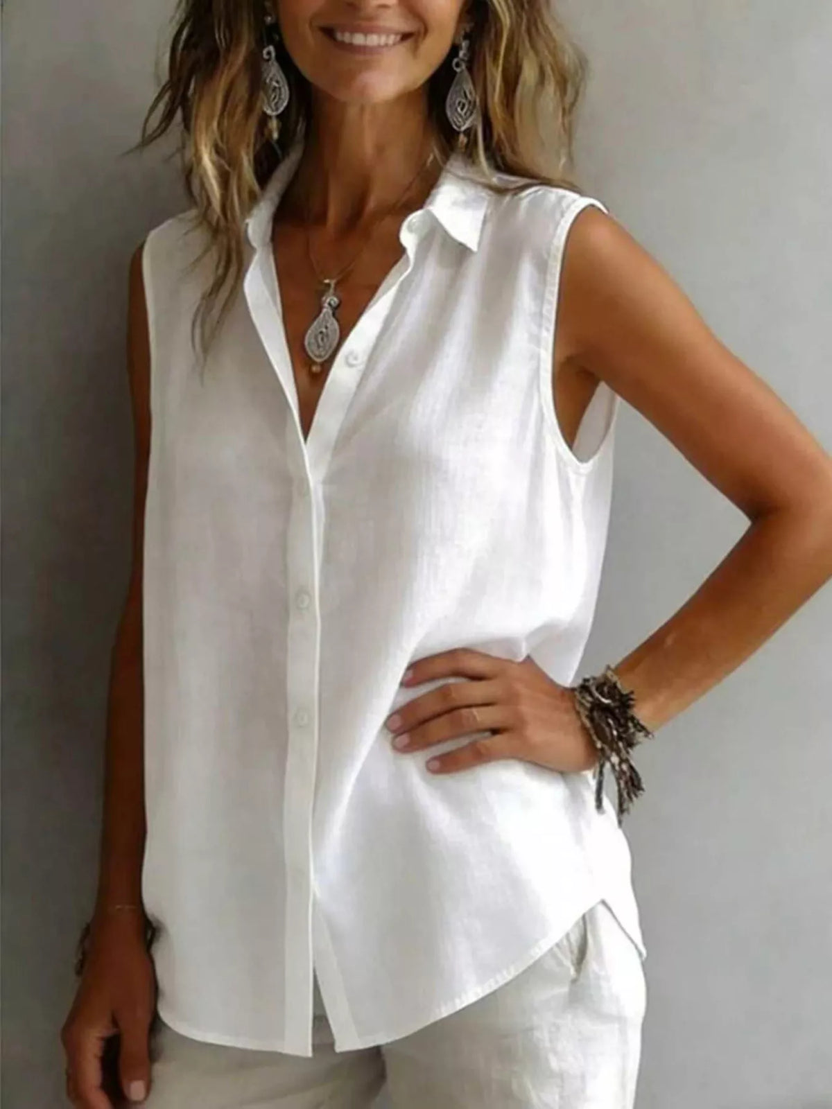Sleeveless Button-down Shirt (13)