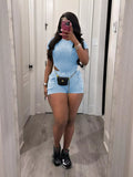 Ribbed Knit Bodysuit Shorts Set (2)