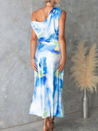 One Shoulder Printed Dress Slit (6)