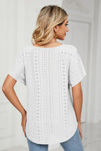 Eyelet Tie-neck Flutter Sleeve Top (12)
