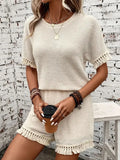 Tassel Round Neck Top Shorts Set