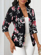 Floral Print One Button Casual Blazer (2)