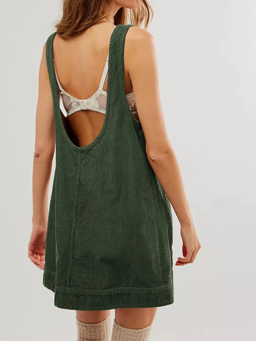Round Neck Wide Strap Mini Dress Pockets (16)
