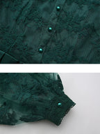 Lace Lantern Sleeve Belted Maxi Dress (8)