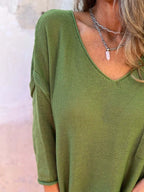 Full Size Casual V-neck Knit Sweater Plus (15)