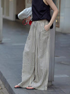 Full Size Striped Drawstring Waist Wide Leg Pants Plus (10)