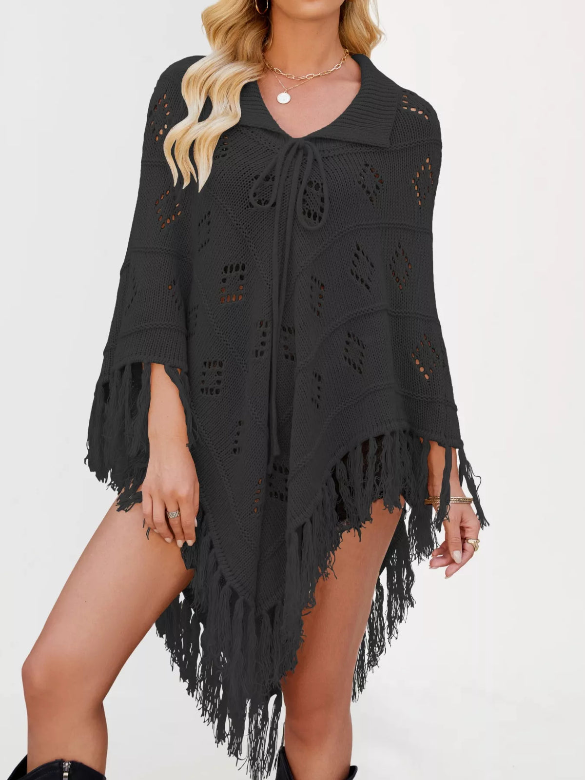Fringe Openwork Knit Cover Up (20)
