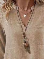 Roll-up Sleeve Notched Blouse (12)