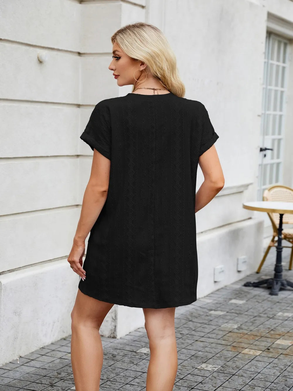 Round Neck Short Sleeve Mini Dress (20)
