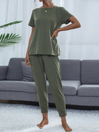 Round Neck Short Sleeve Top Pants Set (6)
