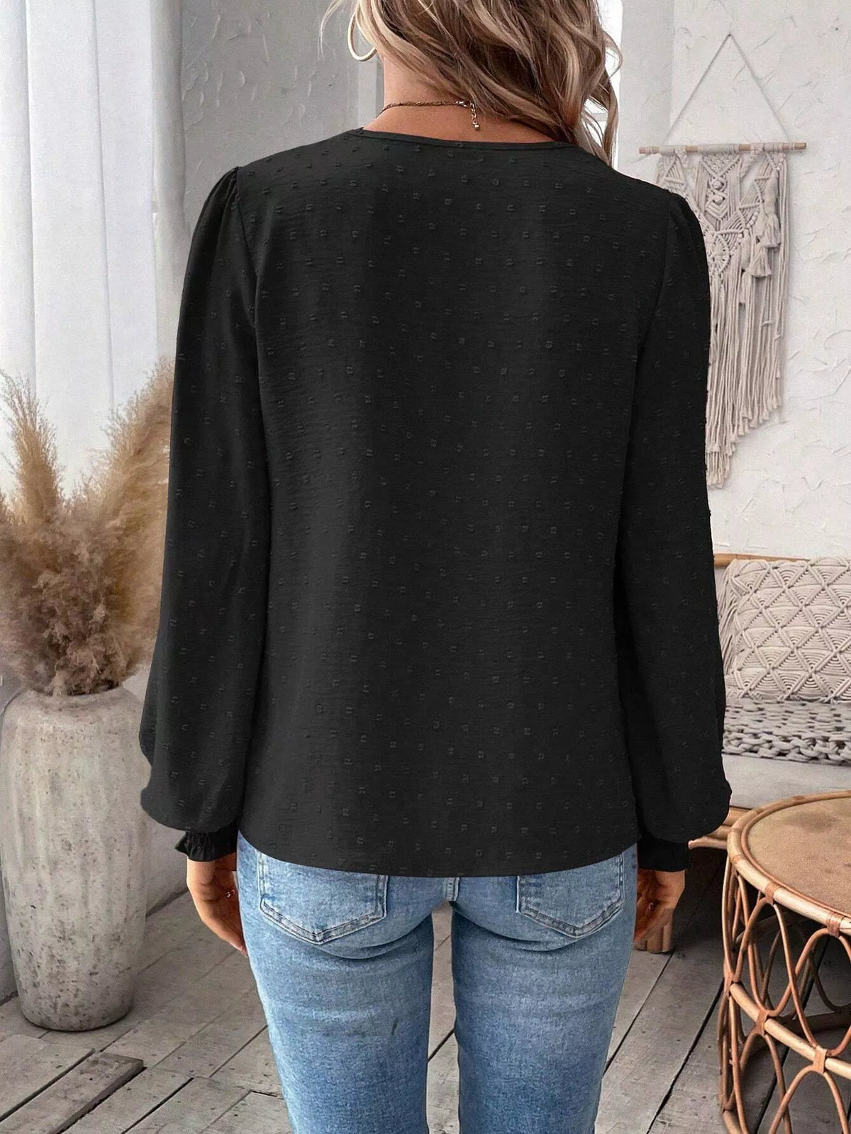 Lace Trim Long Sleeve Blouse (18)