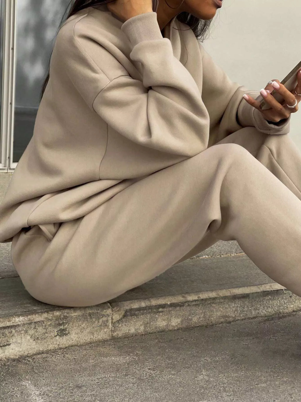Half Zip Sweatshirt Pants Set (12)