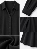 Full Size Button Front Long Sleeve Maxi Shirt Dress Plus (28)