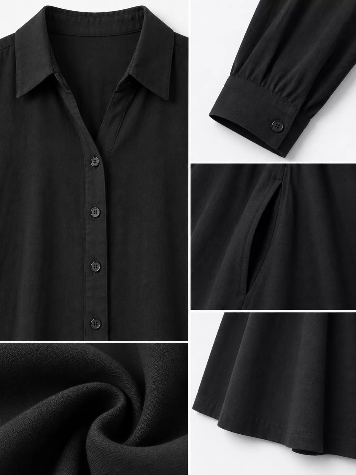Full Size Button Front Long Sleeve Maxi Shirt Dress Plus (28)