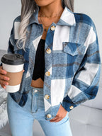 Plaid Collared Neck Long Sleeve Jacket (23)