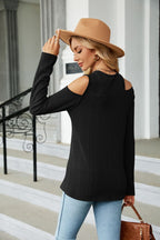Dropped Shoulder Long Sleeve Blouse (2)