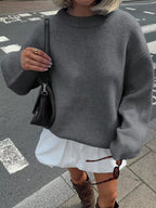Ribbed Round Neck Dropped Shoulder Sweater (3)