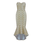 Fishtail Midi Dress variant CJNSSYLY02834-Gold-M|CJNSSYLY02834-Gold-L|CJNSSYLY02834-Gold-XS|CJNSSYLY02834-Gold-S