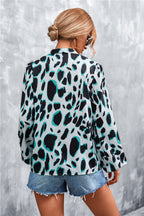 Printed Tie Neck Puff Sleeve Blouse (20)