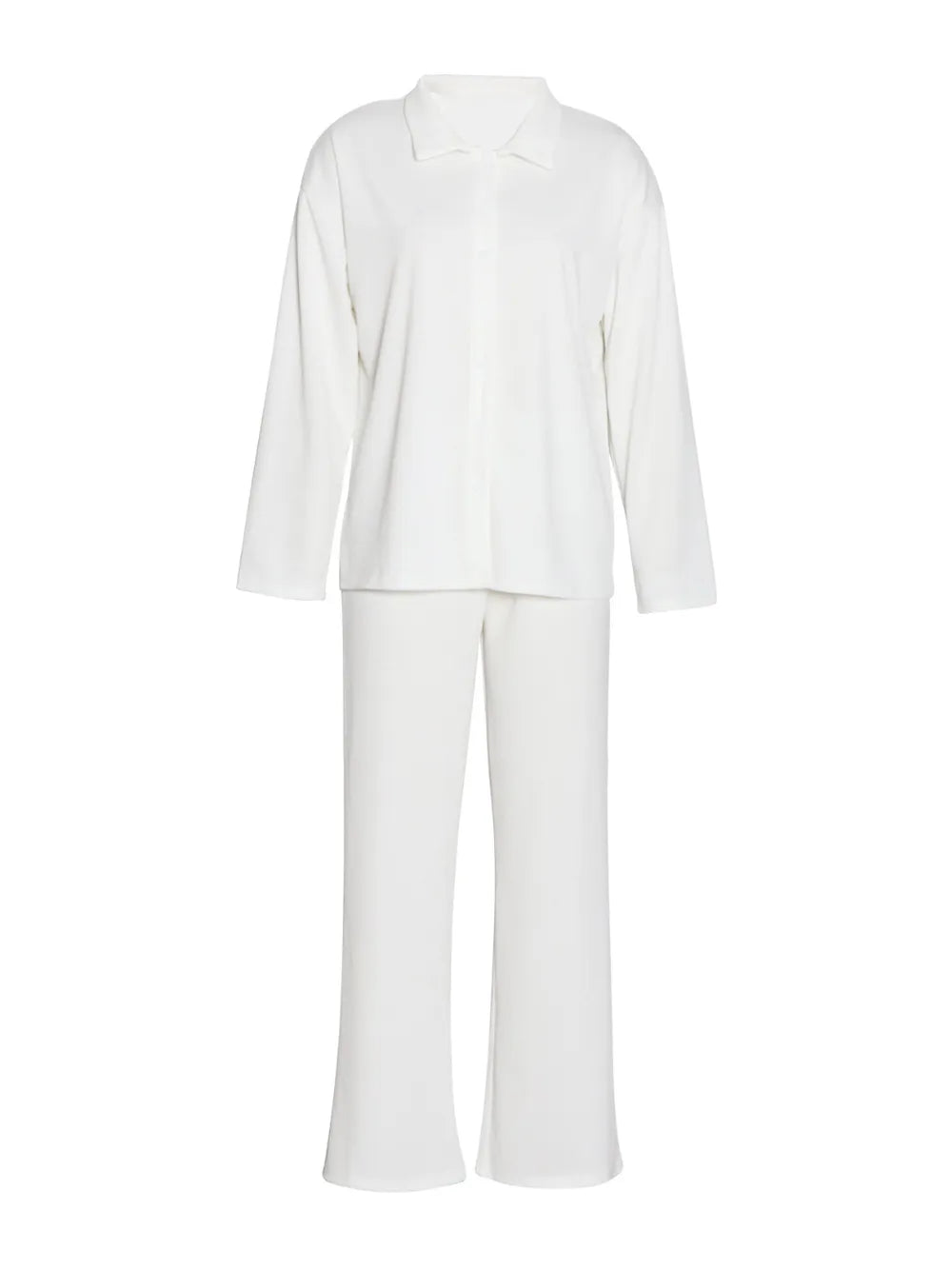 Collared Neck Long Sleeve Top Drawstring Pants Set (8)