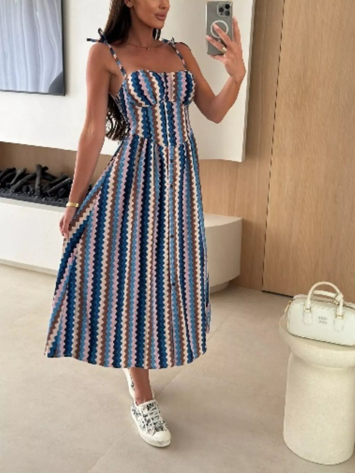 Printed Tie-strap Midi Dress (33)