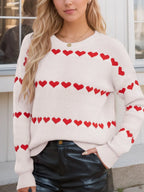 Heart Round Neck Long Sleeve Sweater (3)