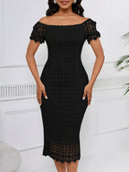 Lace Short Sleeve Midi Dress (10)