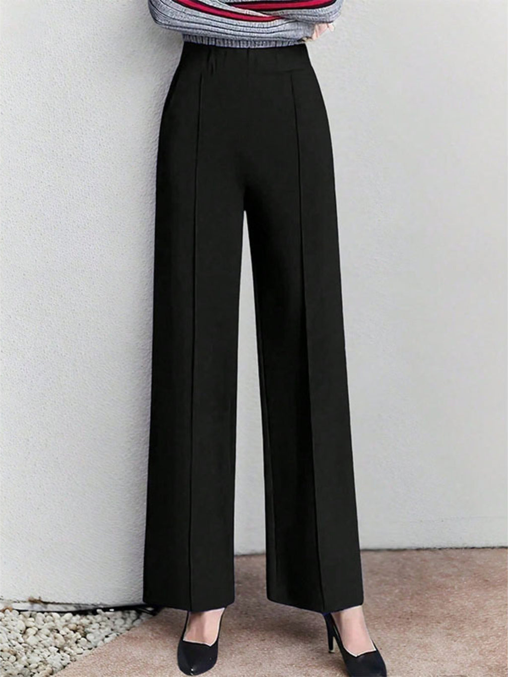 High-waisted Wide Leg Pants Elegant Center-seam Tailoring